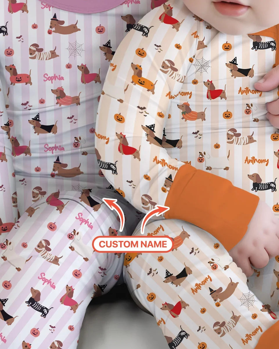 Custom Name Boo Crew Halloween Dachshund  Bamboo Convertible Zippy
