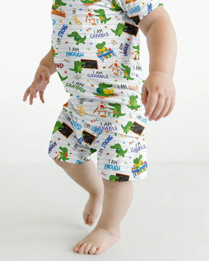 Brave Gator Days Bamboo Two Piece Short Sleeve Shorts Pajama Set