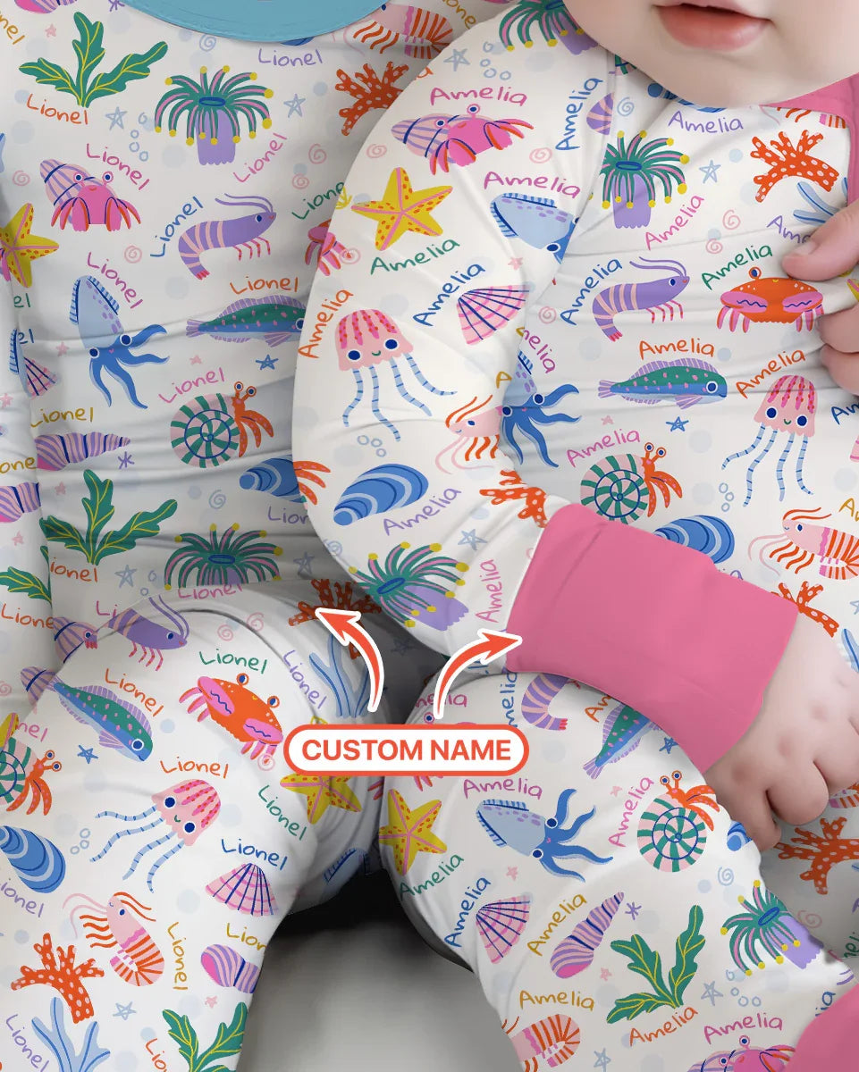 Tide Pool Pals Custom Name Bamboo Convertible Zippy