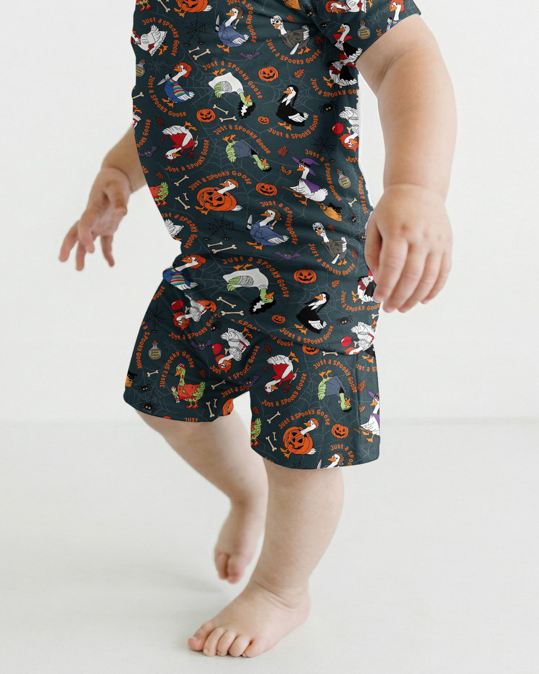 Just A Spooky Goose Family Matching Bamboo Two Piece Short Sleeve Shorts Pajama Set