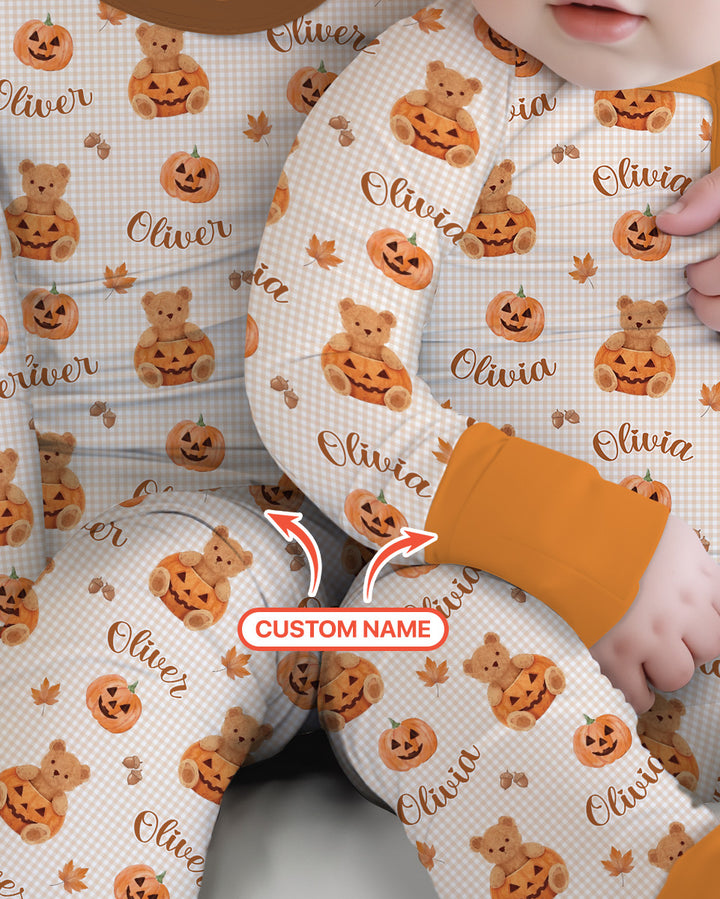 Custom Name Pumpkin Teddy Bamboo Convertible Zippy