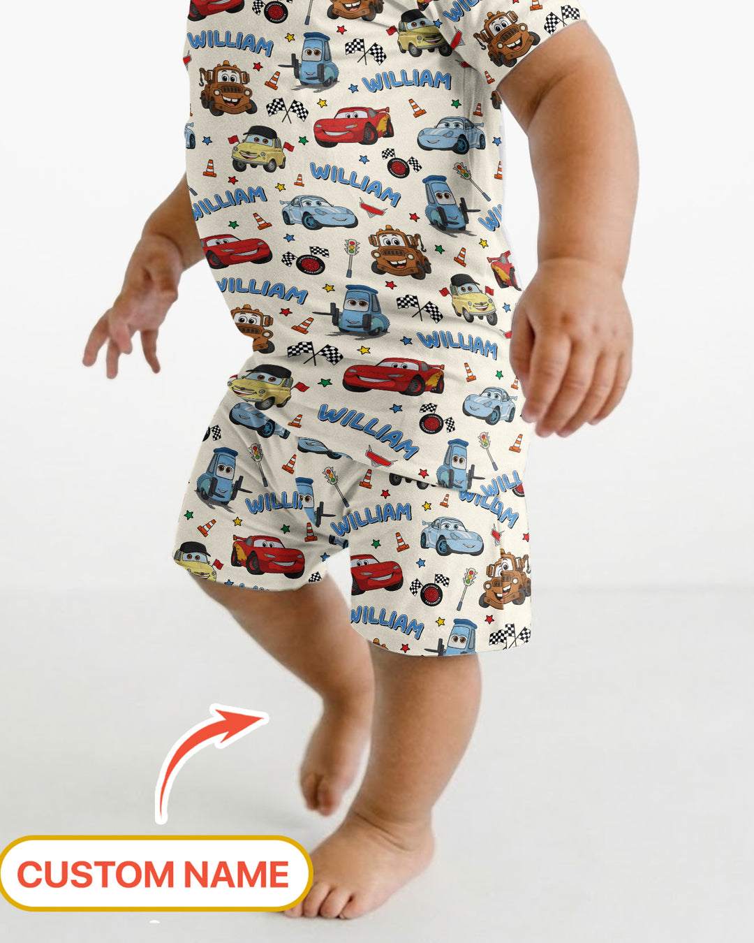 Car Movie Bamboo Two Piece Short Sleeve Shorts Pajama Set