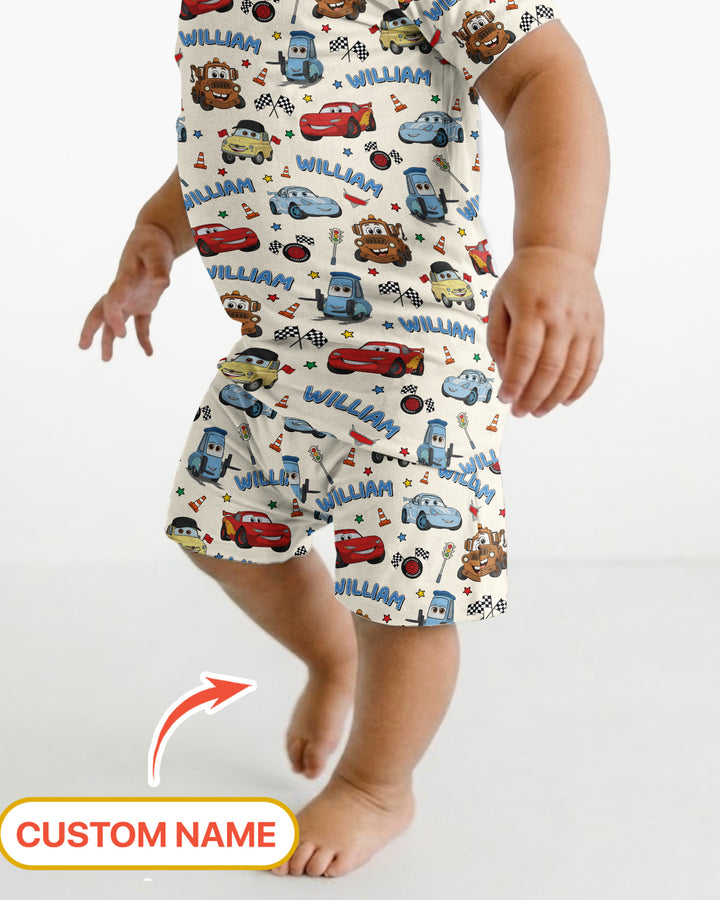 Car Movie Bamboo Two Piece Short Sleeve Shorts Pajama Set