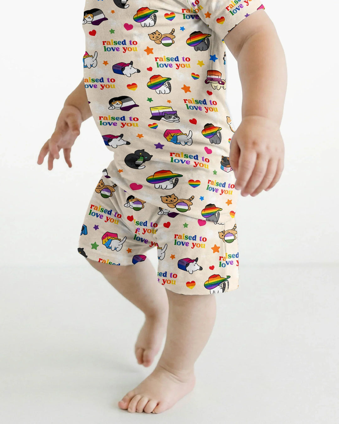 Rainbow Paws Family Matching Bamboo Two Piece Short Sleeve Shorts Pajama Set