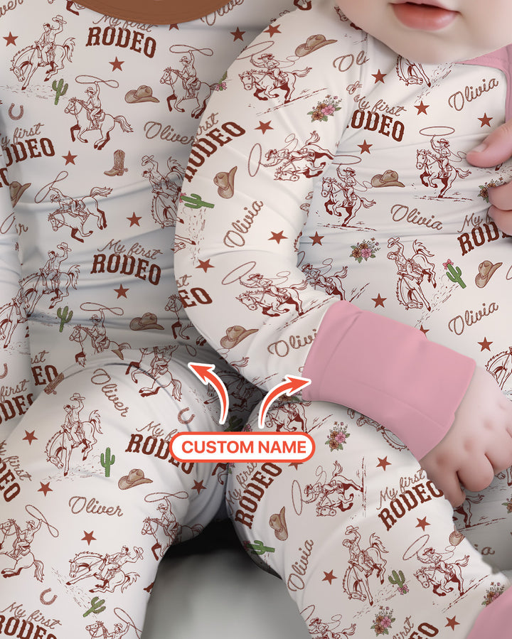 Custom Name First Rodeo Family Matching Bamboo Convertible Zippy