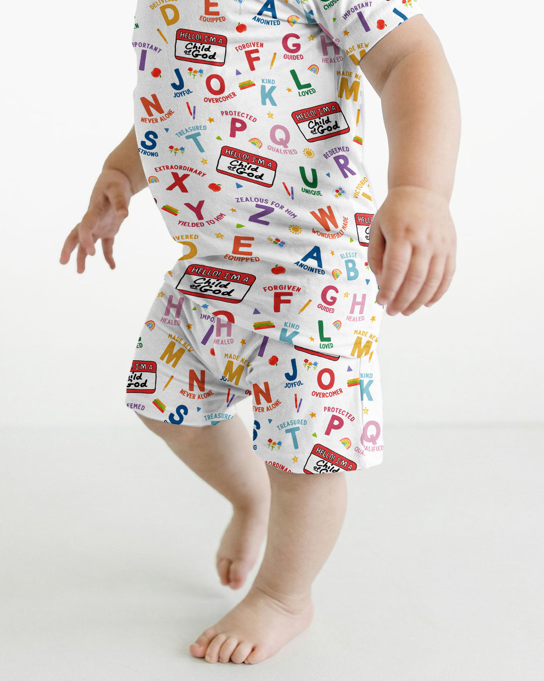 I'm A Child Of God ABCs Bamboo Two Piece Short Sleeve Shorts Pajama Set
