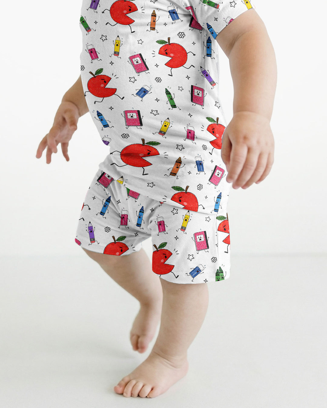 Back To School Chasing Bamboo Two Piece Short Sleeve Shorts Pajama Set