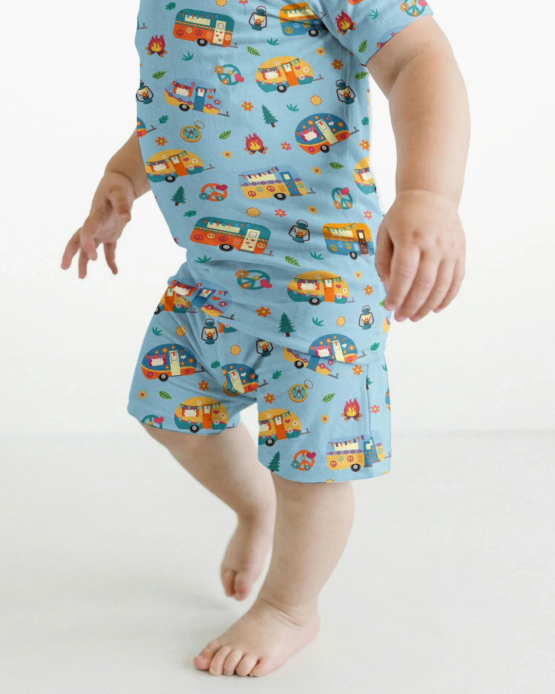 Happy Little Camper Bamboo Two Piece Short Sleeve Shorts Pajama Set