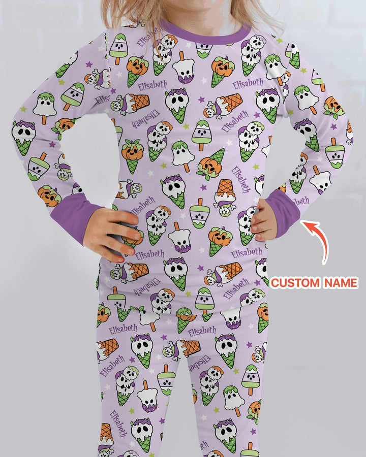 Summerween Ice cream Bamboo Two Piece Long Sleeve Pajama Set