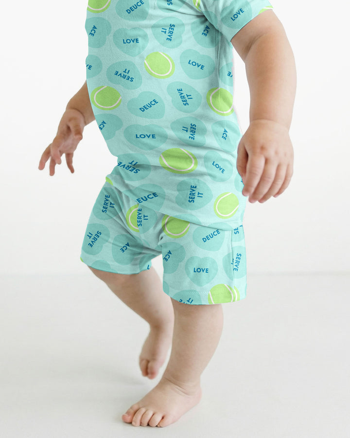 Tennis with Love Two Piece Short Sleeve Shorts Pajama Set
