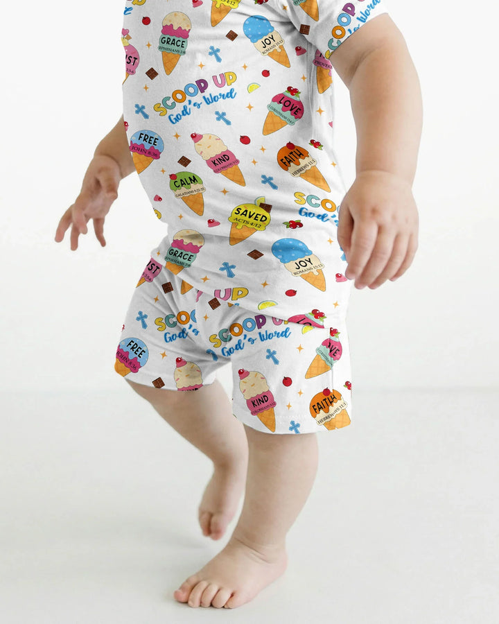 Ice Cream Summer Christian Bamboo Two Piece Short Sleeve Shorts Pajama Set