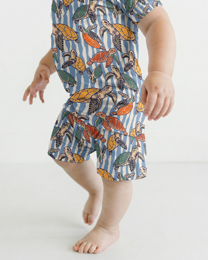 Turtle Bay Family Matching Bamboo Two Piece Short Sleeve Shorts Pajama Set