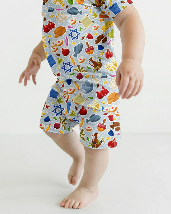 Shana Tovah Bamboo Two Piece Short Sleeve Shorts Pajama Set