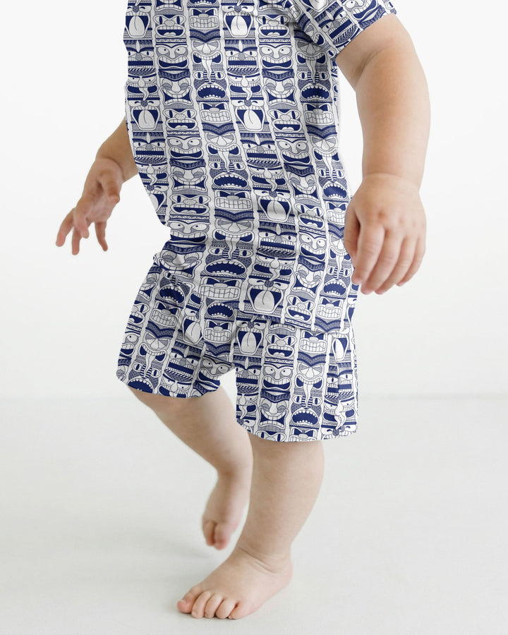 Friendly Totem Pole Figures Bamboo Two Piece Short Sleeve Shorts Pajama Set