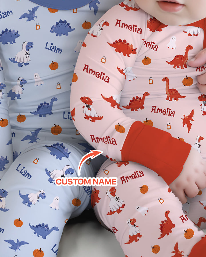 Custom Name Spooky Dinosaur Halloween - Personalized Bamboo Convertible Zippy