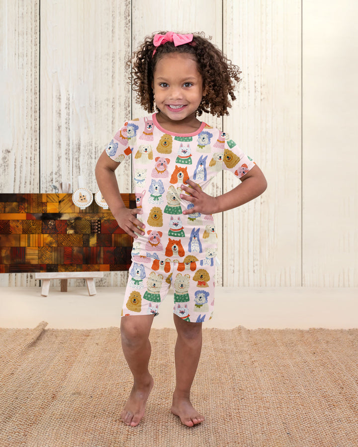 Puppy Portrait Bamboo Two Piece Short Sleeve Shorts Pajama Set