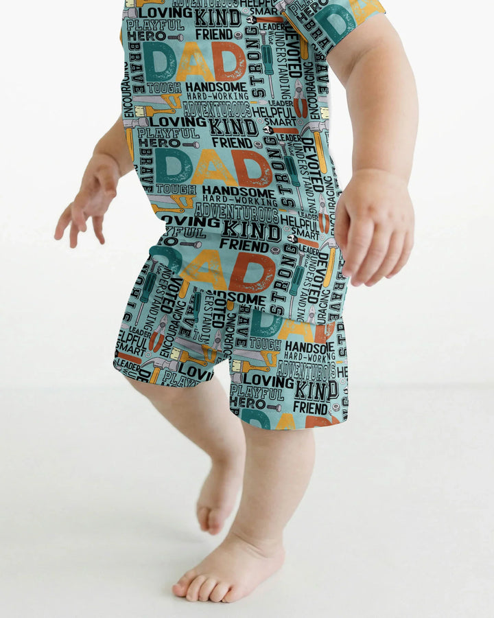 Dad Word Collage Bamboo Two Piece Short Sleeve Shorts Pajama Set