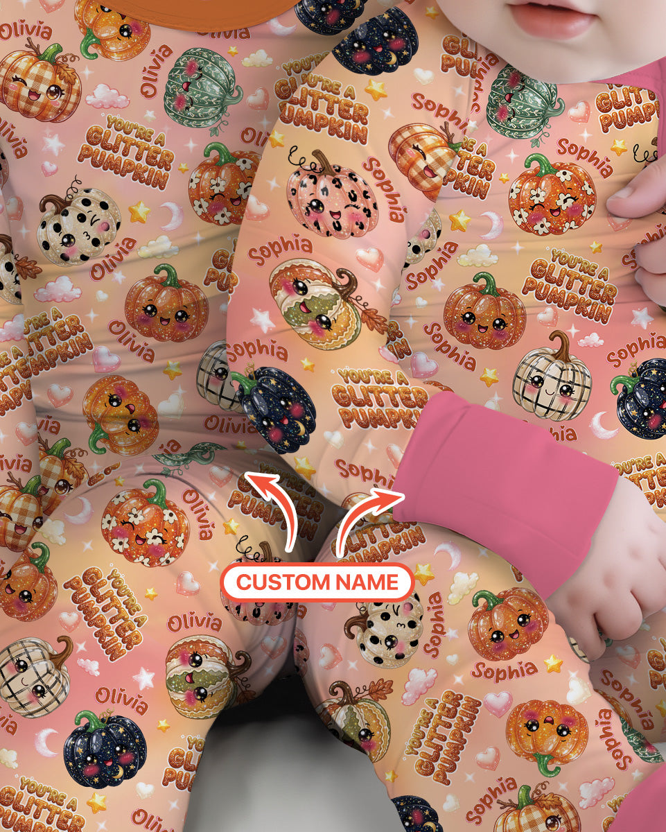 Custom Name You're A Glitter Pumpkin Bamboo Convertible Zippy