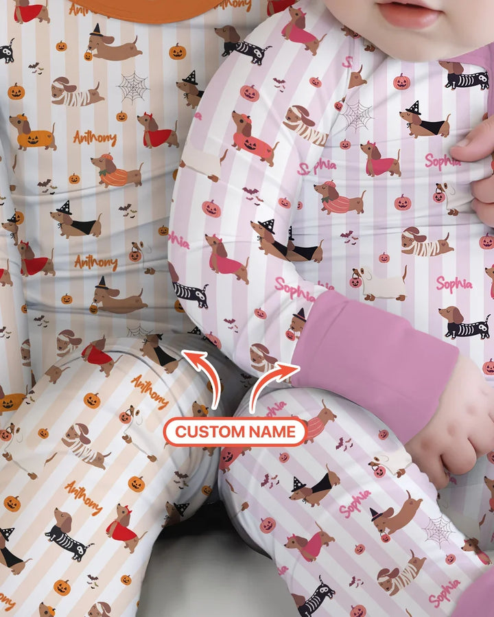 Custom Name Boo Crew Halloween Dachshund  Bamboo Convertible Zippy