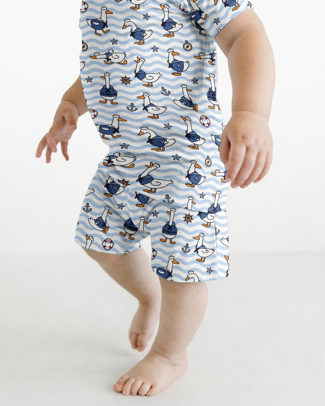 Silly Goose Sailor Bamboo Two Piece Short Sleeve Shorts Pajama Set