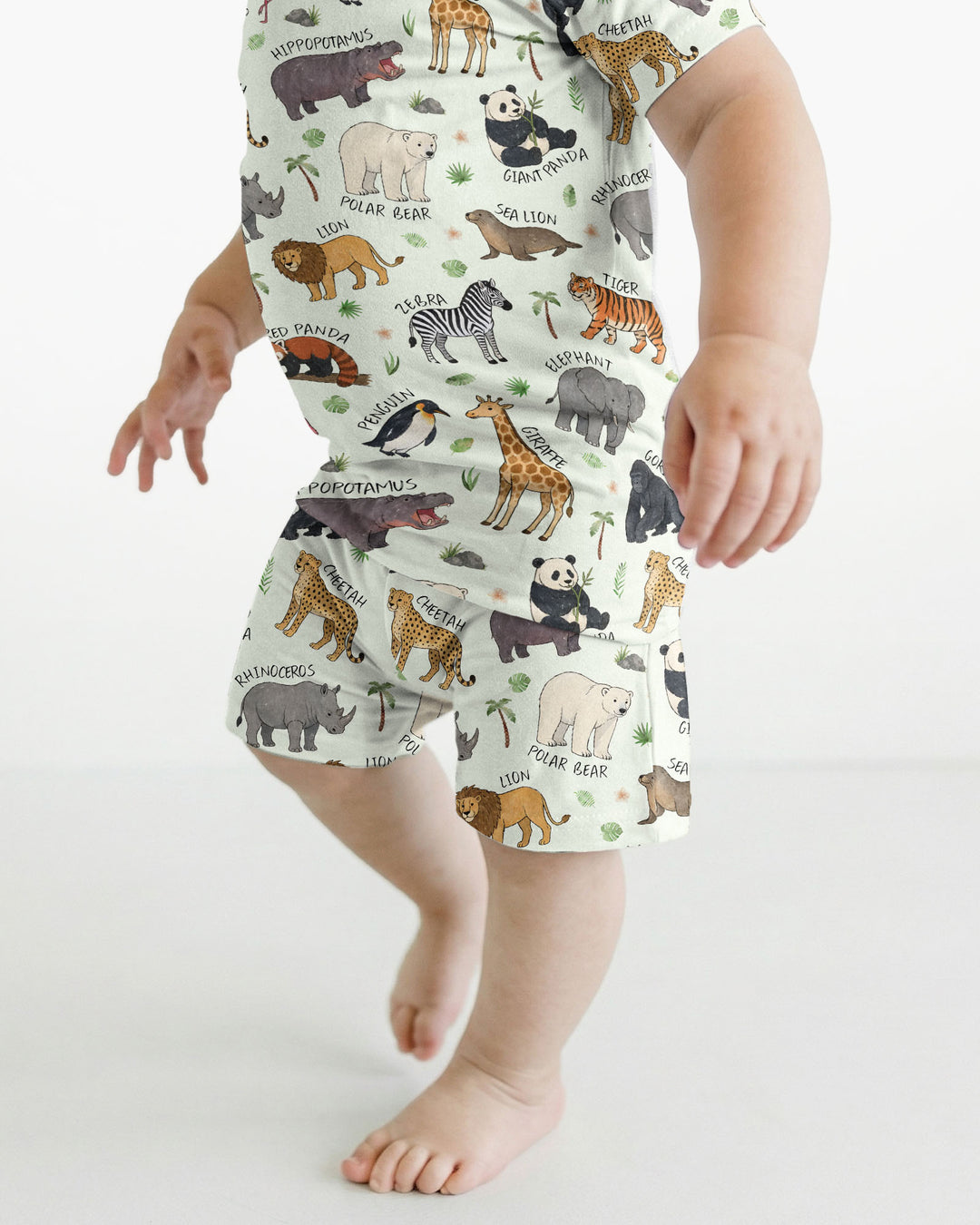 Safari Animals Bamboo Two Piece Short Sleeve Shorts Pajama Set