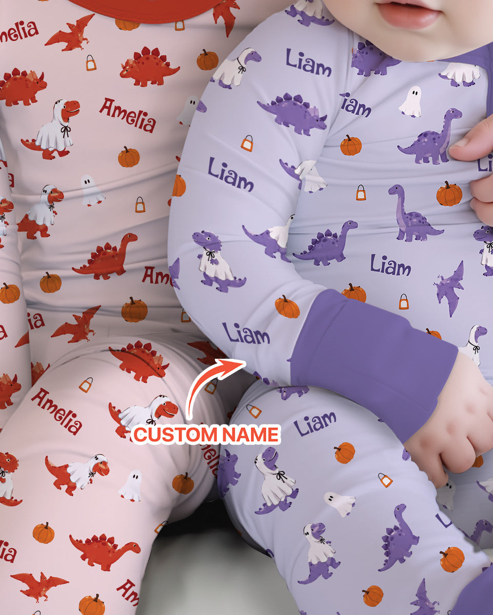 Custom Name Spooky Dinosaur Halloween - Personalized Bamboo Convertible Zippy
