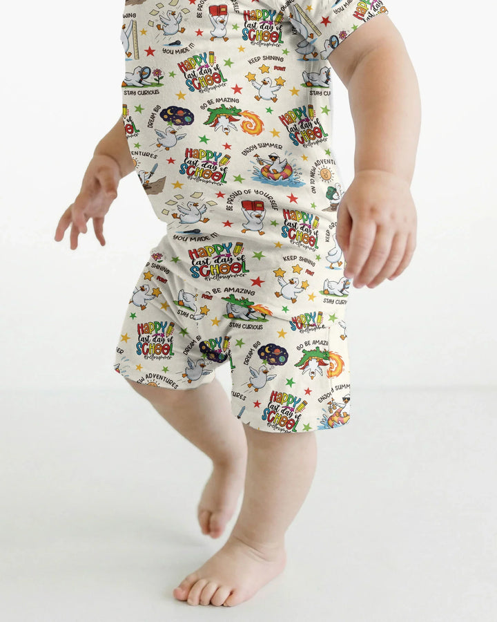 Silly Goose Happy Last Day of School Bamboo Two Piece Short Sleeve Shorts Pajama Set