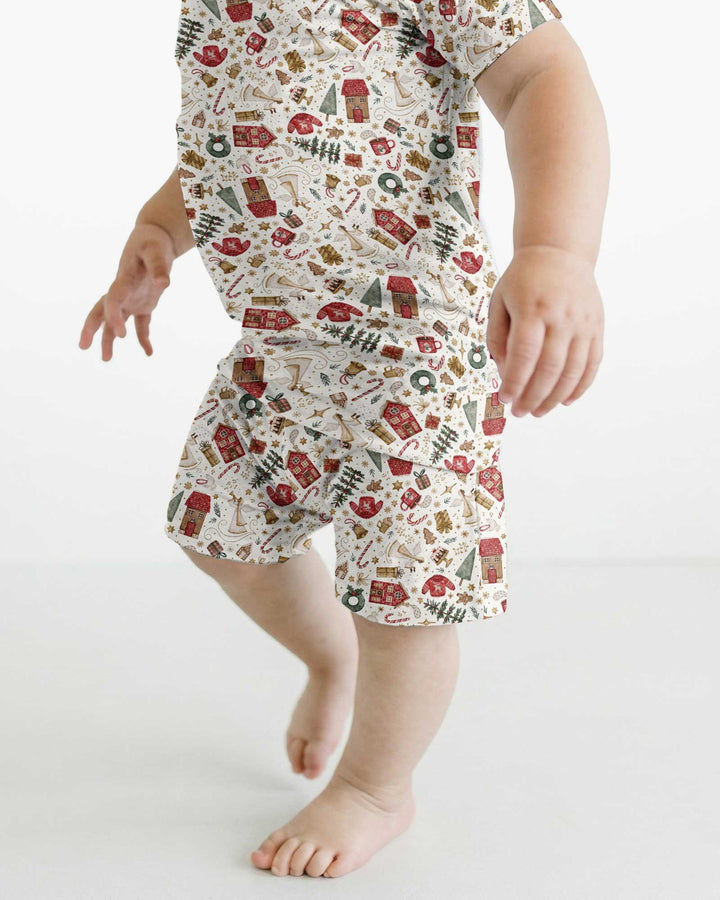 Magical Christmas Story Bamboo Two Piece Short Sleeve Shorts Pajama Set