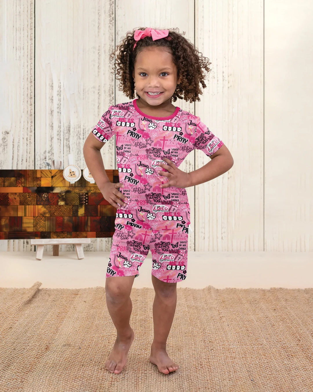 Template Bamboo Two Piece Short Sleeve Shorts Pyjamas Set