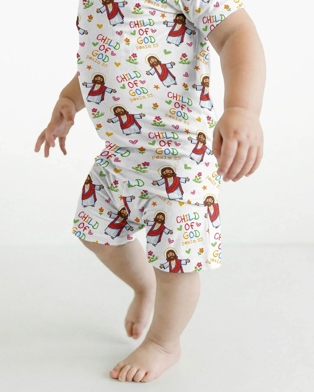 Jesus Loves Me Bamboo Two Piece Short Sleeve Shorts Pajama Set