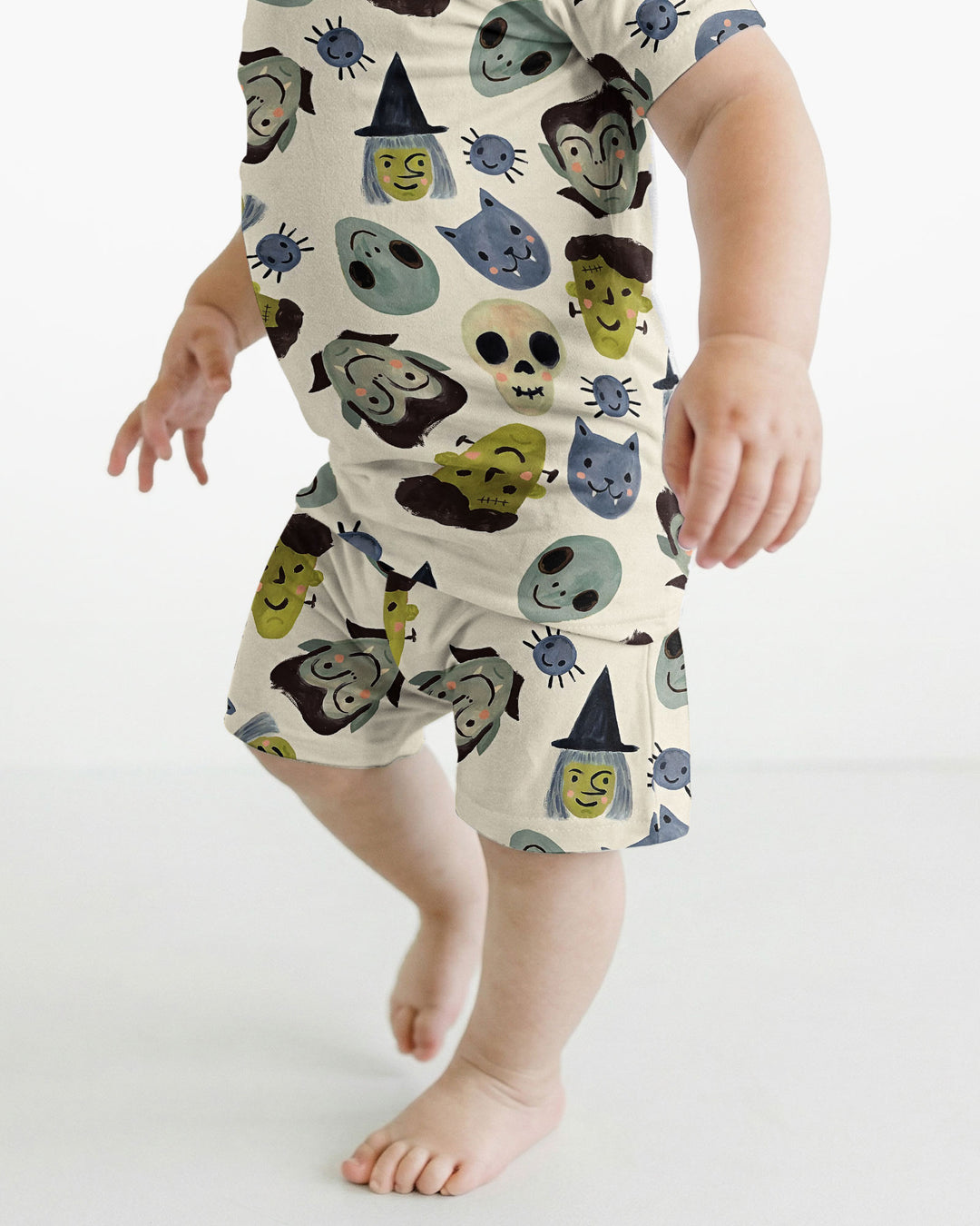 Halloween Face Bamboo Two Piece Short Sleeve Shorts Pyjamas Set
