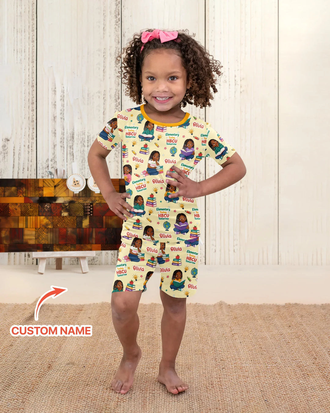 Custom Name Elementary Today HBCU Tomorrow Bamboo Two Piece Short Sleeve Shorts Pajama Set