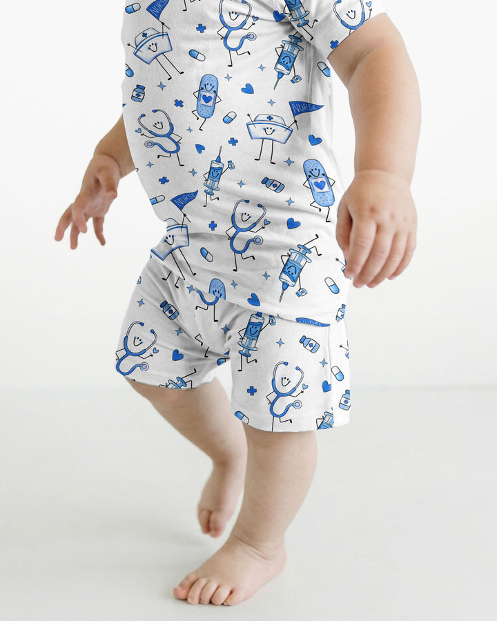 Cute Nurse Crew Bamboo Two Piece Short Sleeve Shorts Pajama Set