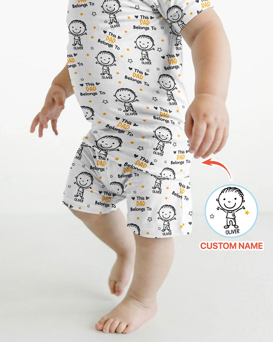 Custom Name This Dad Belongs To Doodle Bamboo Two Piece Short Sleeve Shorts Pajama Set