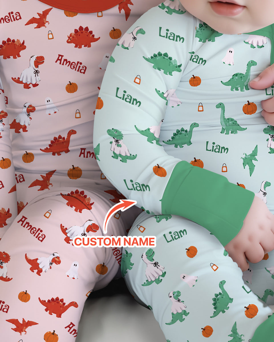 Custom Name Spooky Dinosaur Halloween - Personalized Bamboo Convertible Zippy