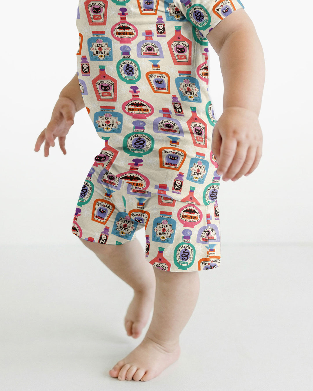 Retro Halloween Potions Bamboo Two Piece Short Sleeve Shorts Pajama Set