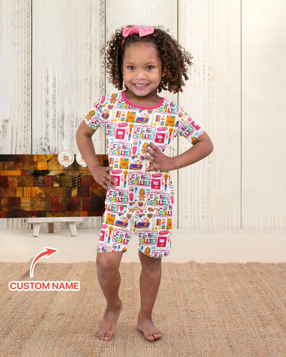 Custom Name Classroom Cuties Bamboo Two Piece Short Sleeve Shorts Pajama Set