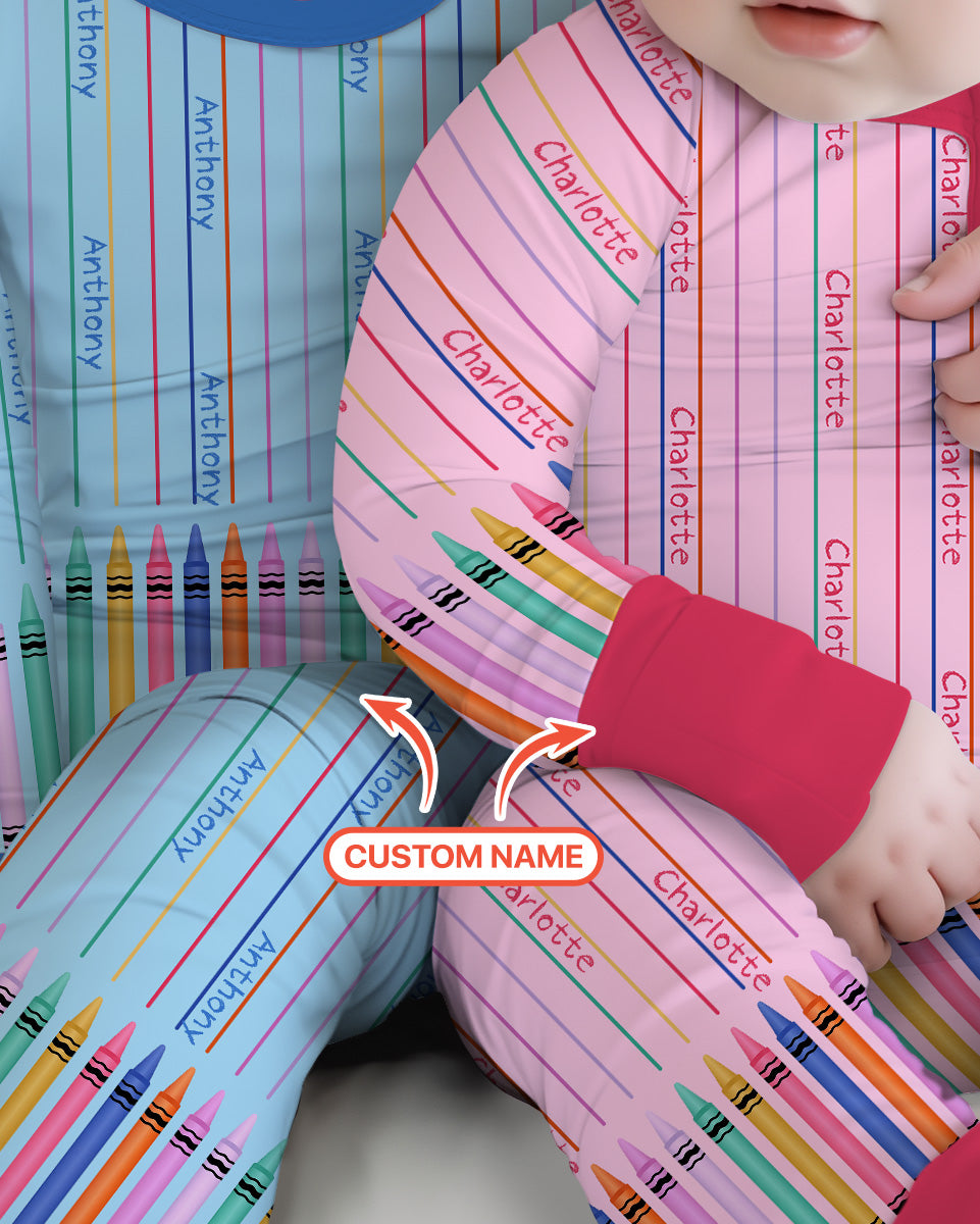 Custom Name Crayon Lines Bamboo Convertible Zippy