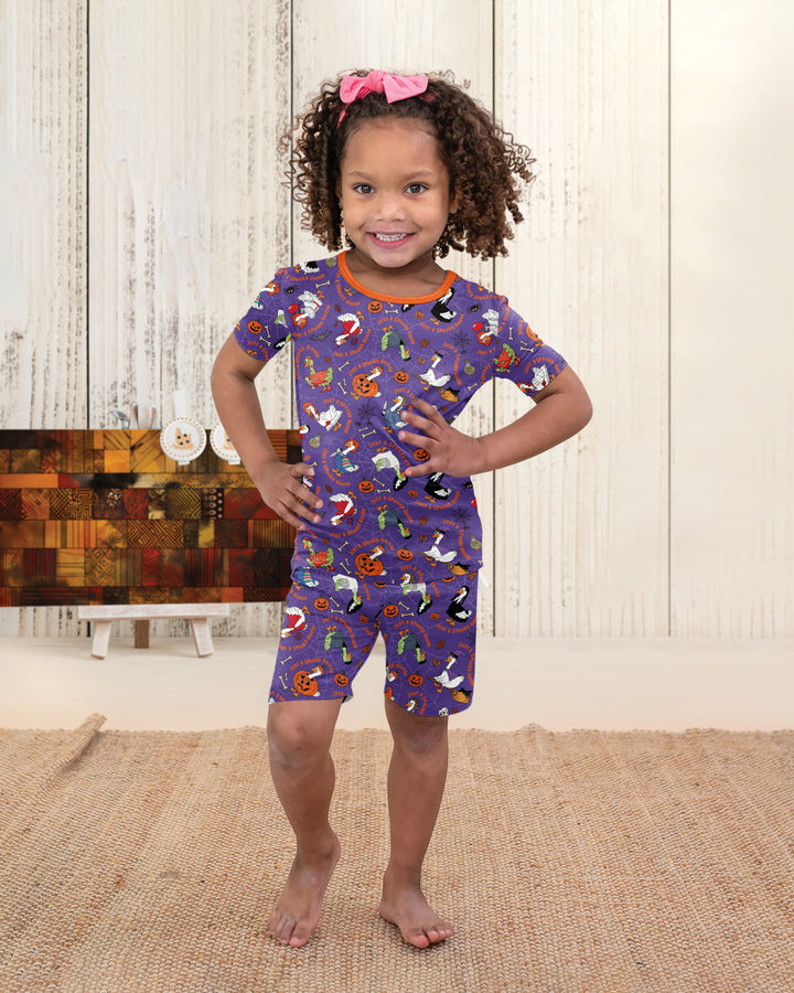 Just A Spooky Goose Family Matching Bamboo Two Piece Short Sleeve Shorts Pajama Set