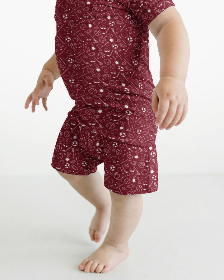 Doodle Sports Bamboo Two Piece Short Sleeve Shorts Pajama Set