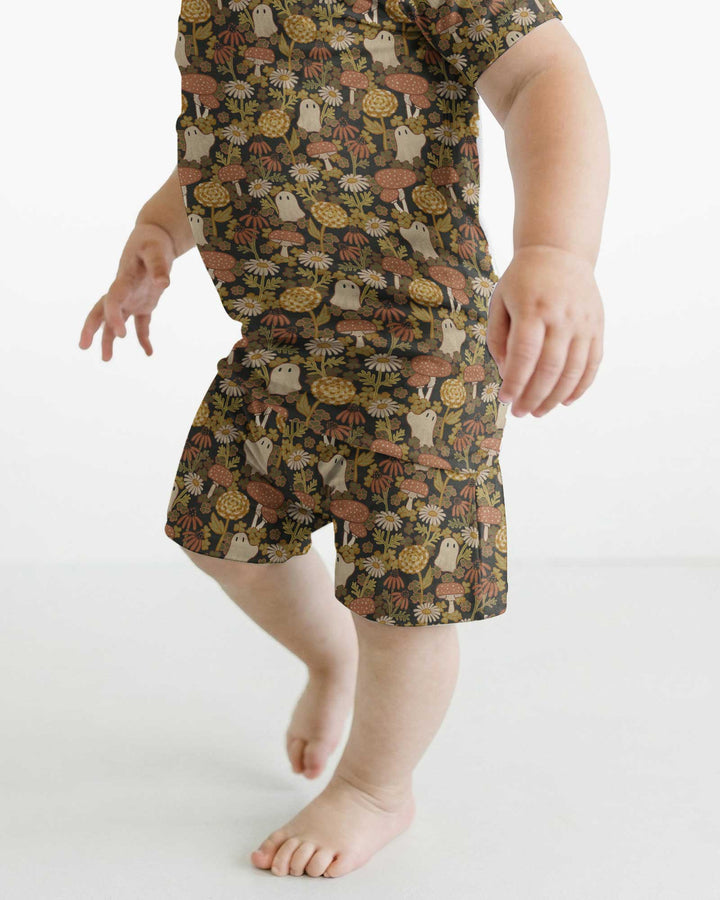 Ghost Garden Dark Autumn Bamboo Two Piece Short Sleeve Shorts Pajama Set