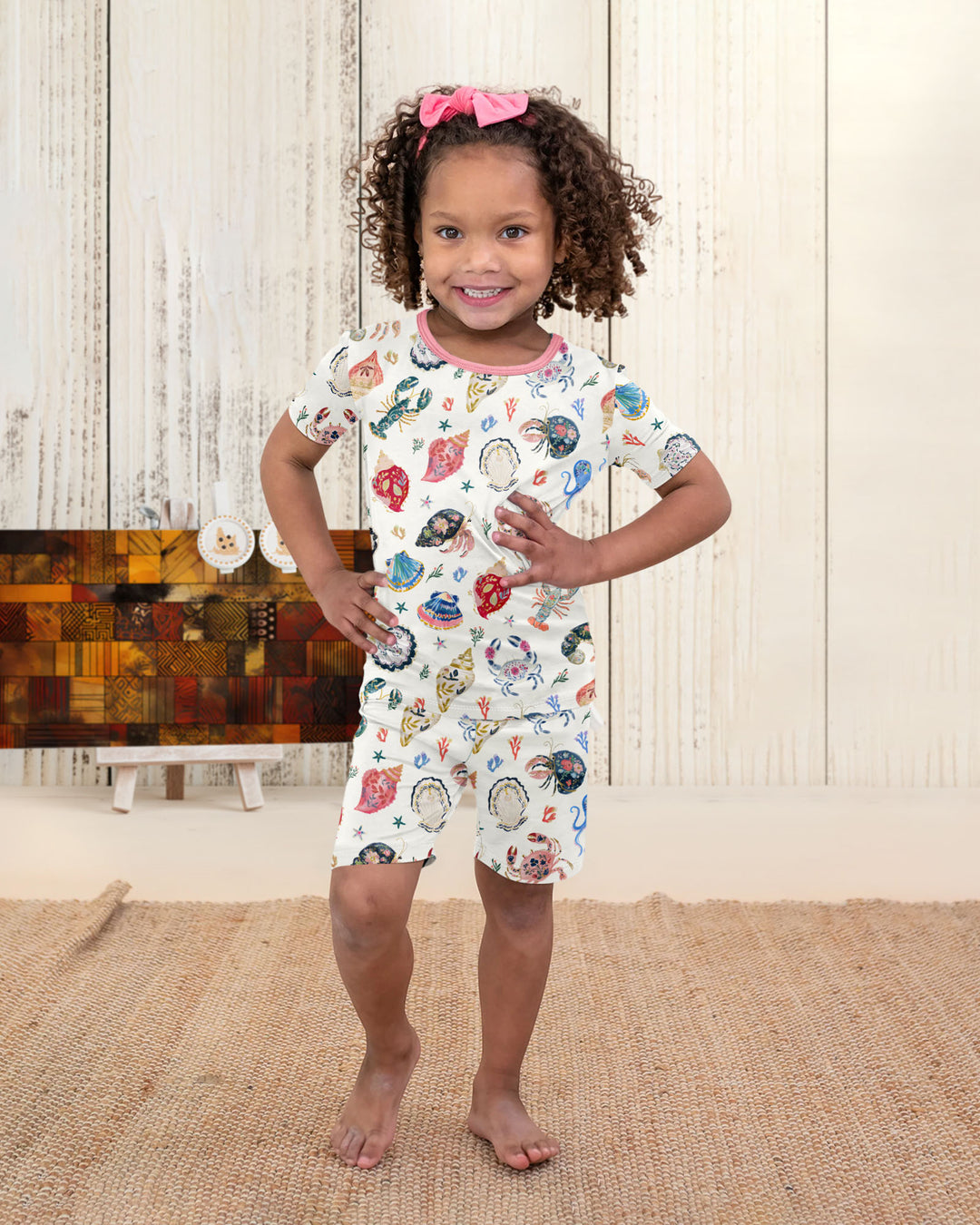 Preppy Coastal Bamboo Two Piece Short Sleeve Shorts Pajama Set