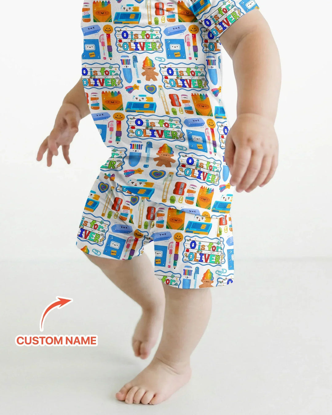 Custom Name Classroom Cuties Bamboo Two Piece Short Sleeve Shorts Pajama Set