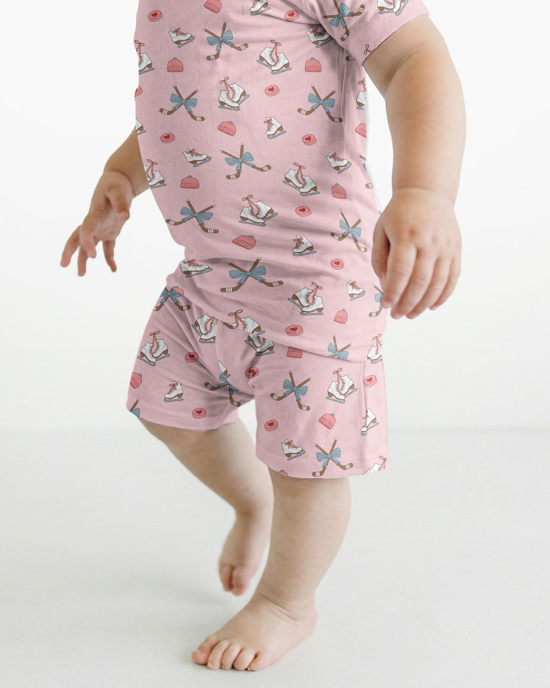 Girly Hockey Pink Bamboo Two Piece Short Sleeve Shorts Pajama Set