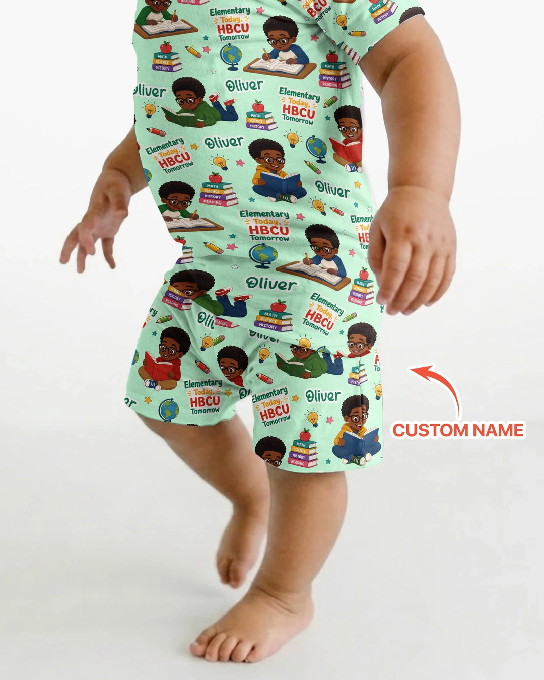 Custom Name Elementary Today HBCU Tomorrow Bamboo Two Piece Short Sleeve Shorts Pajama Set