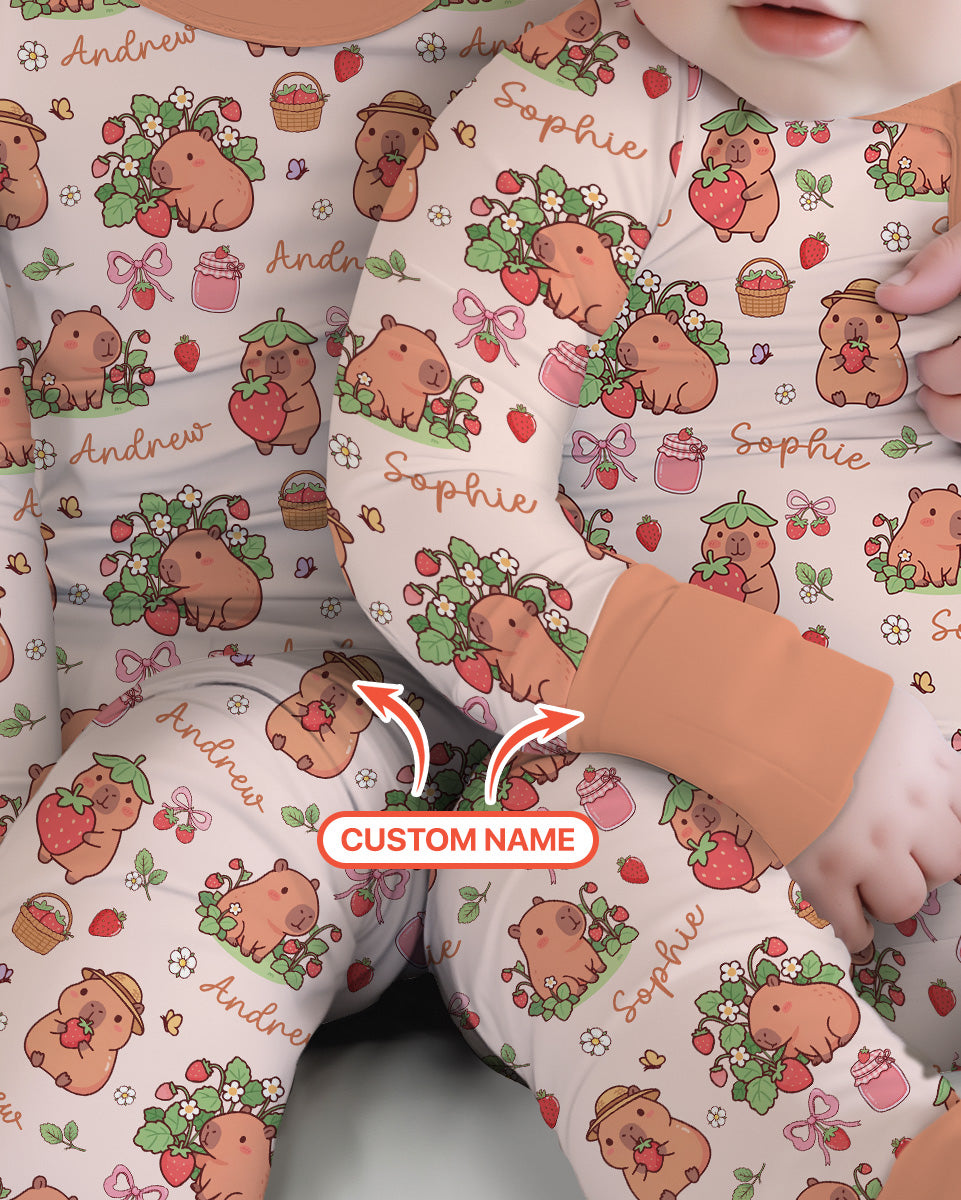 Custom Name Capybara Strawberry Bamboo Convertible Zippy