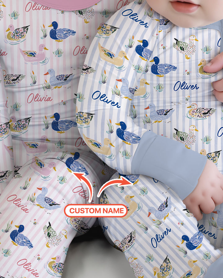 Whimsical Duck Custom Name Bamboo Convertible Zippy