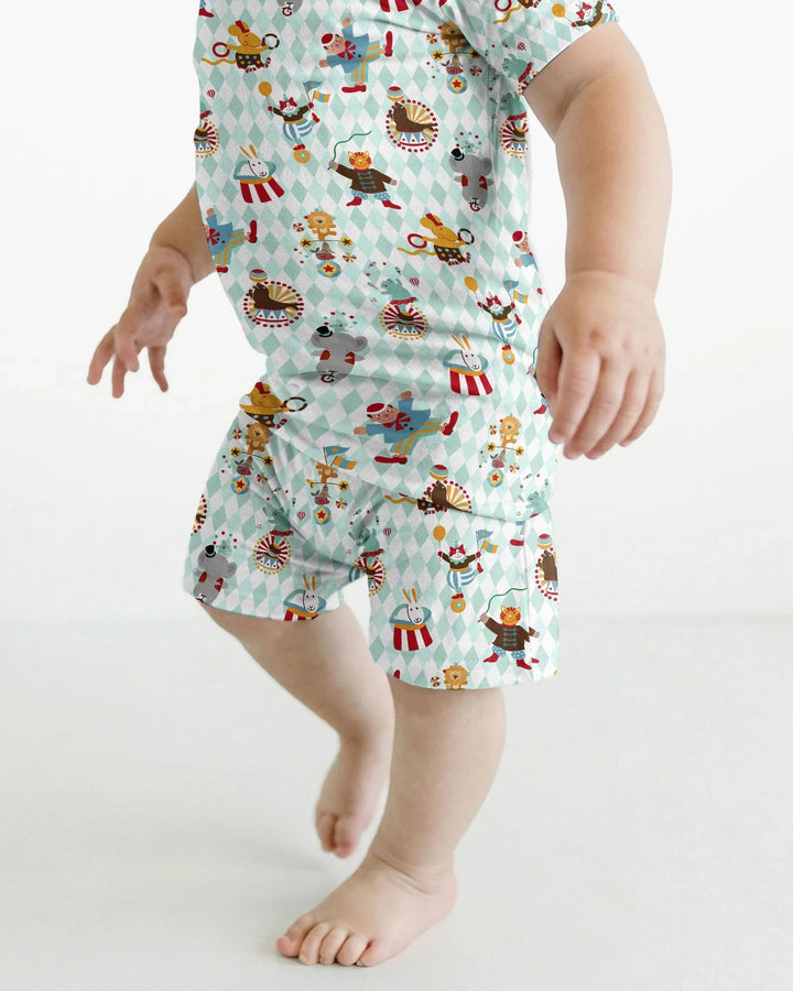 Circus Animal Bamboo Two Piece Short Sleeve Shorts Pajama Set