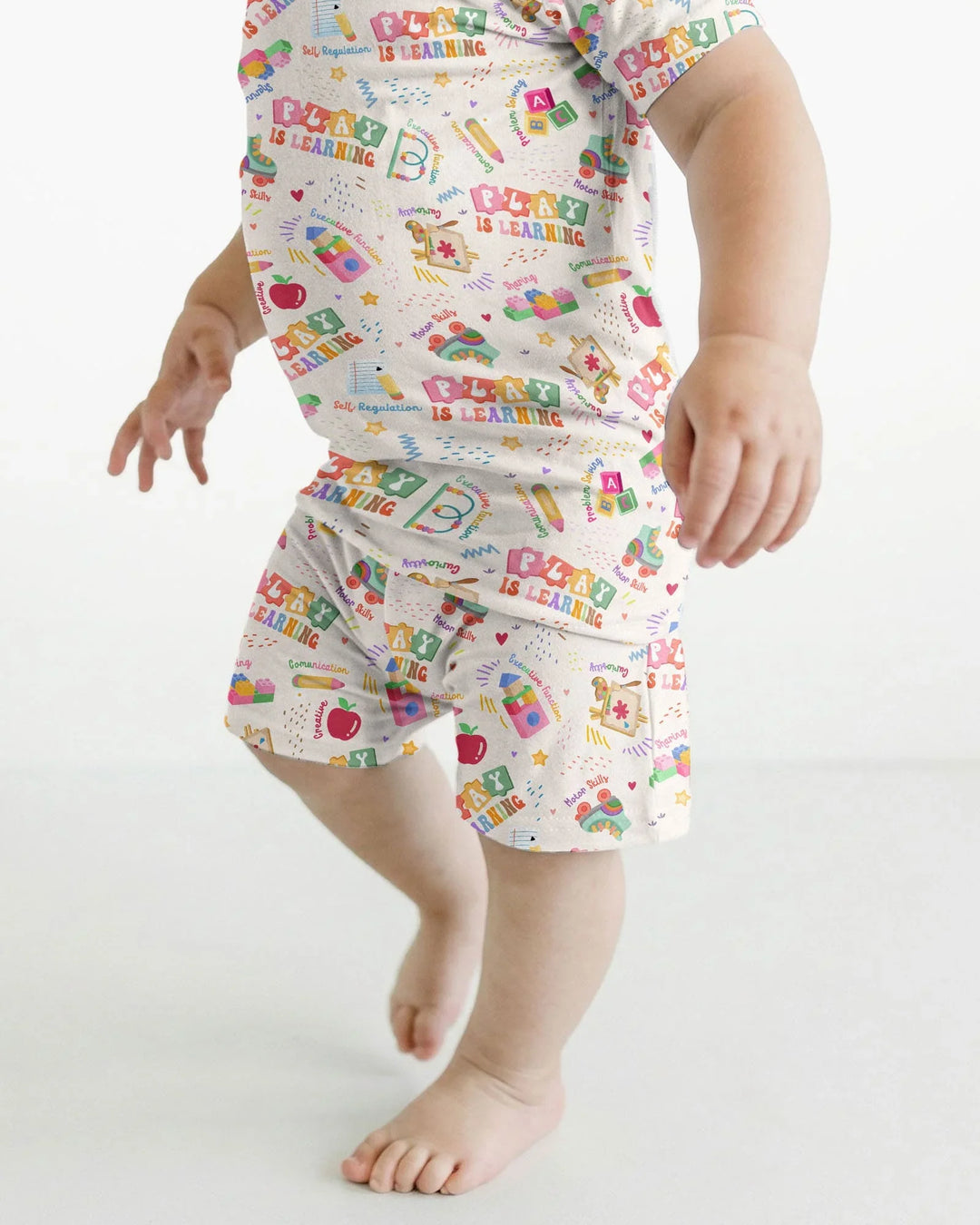 Play and Learn Bamboo Two Piece Short Sleeve Shorts Pajama Set