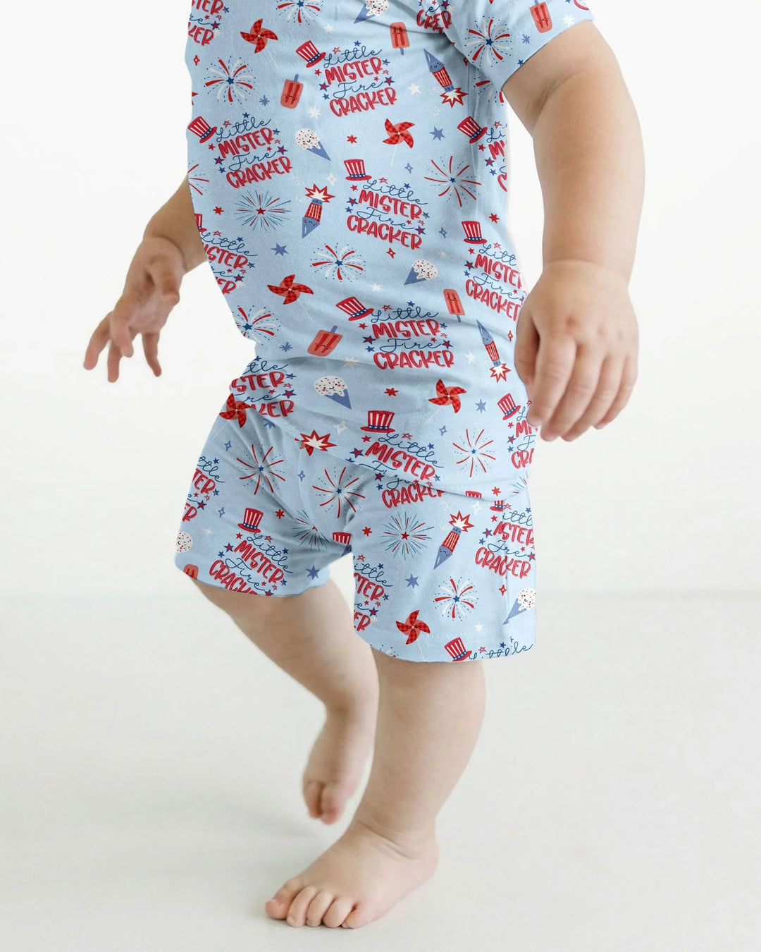 Little Miss Firecracker 4th July Bamboo Two Piece Short Sleeve Shorts Pajama Set